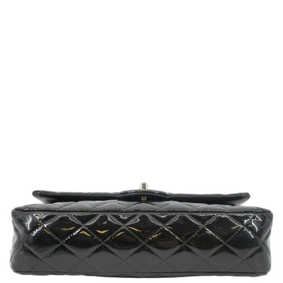 CHANEL Classic Medium Double Flap Patent Leather Shoulder Bag Black - Picture 9 of 14